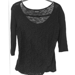 Black top with lace front 3/4 length sleeves